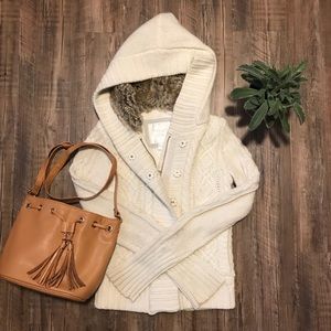 AEO faux fur hooded sweater